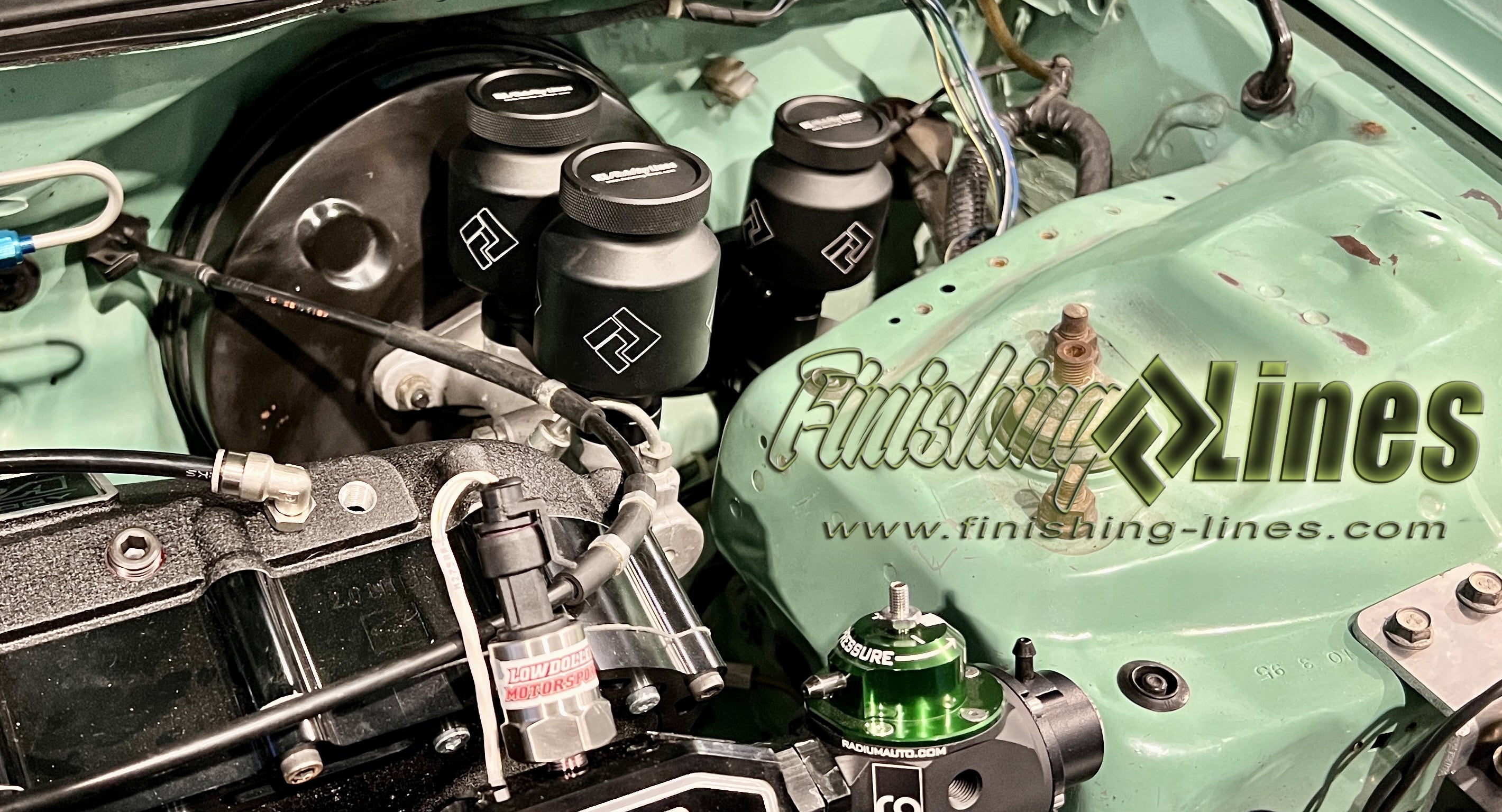 Finishing Lines Billet Reservoir for EK Civic, '98+ DC Integra, S2000 Stock Master Cylinder - Stunning Black Edition