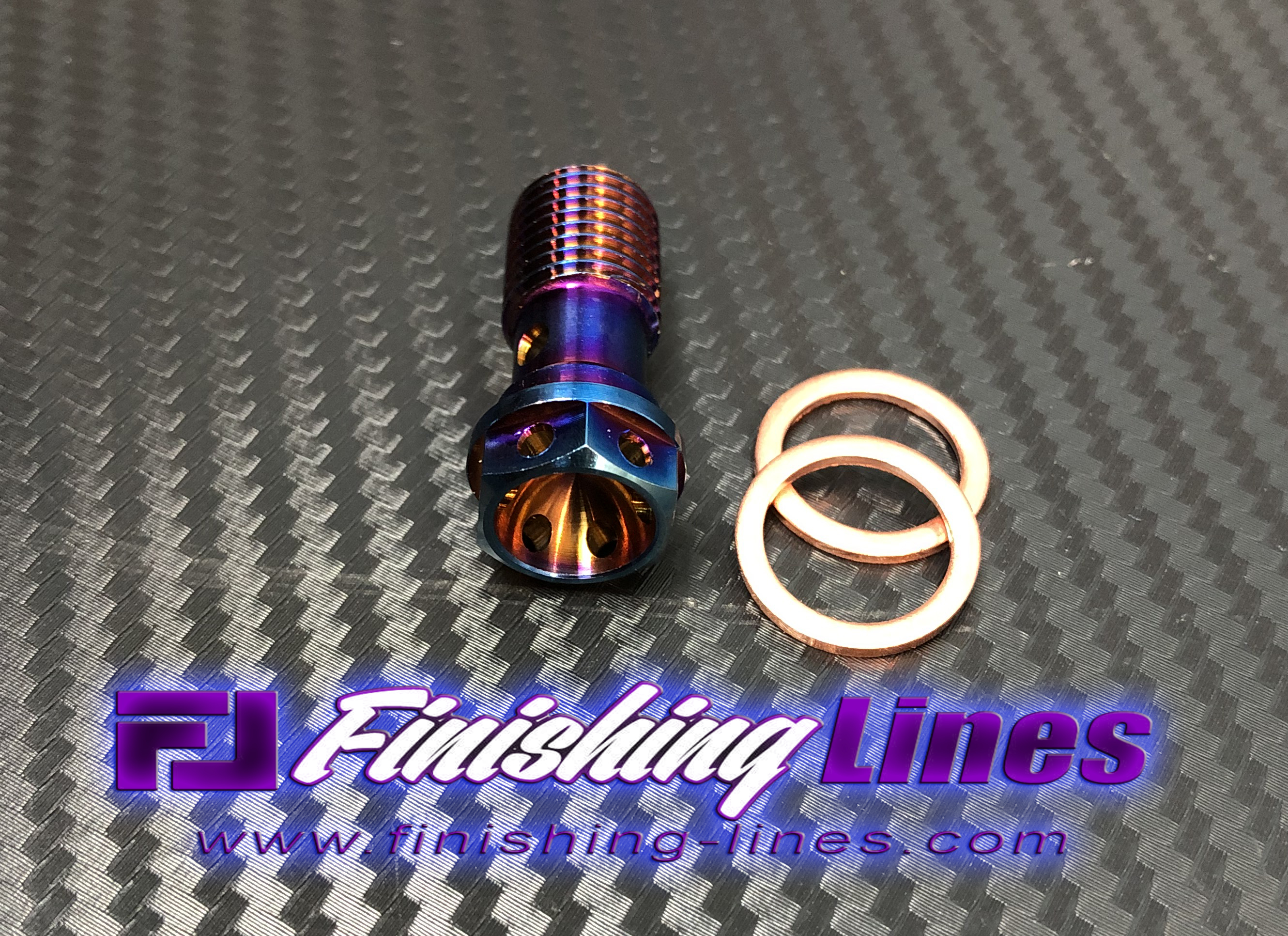 Finishing Lines Titanium Banjo Bolt 7/16-20 with Stunning Burnt Finish