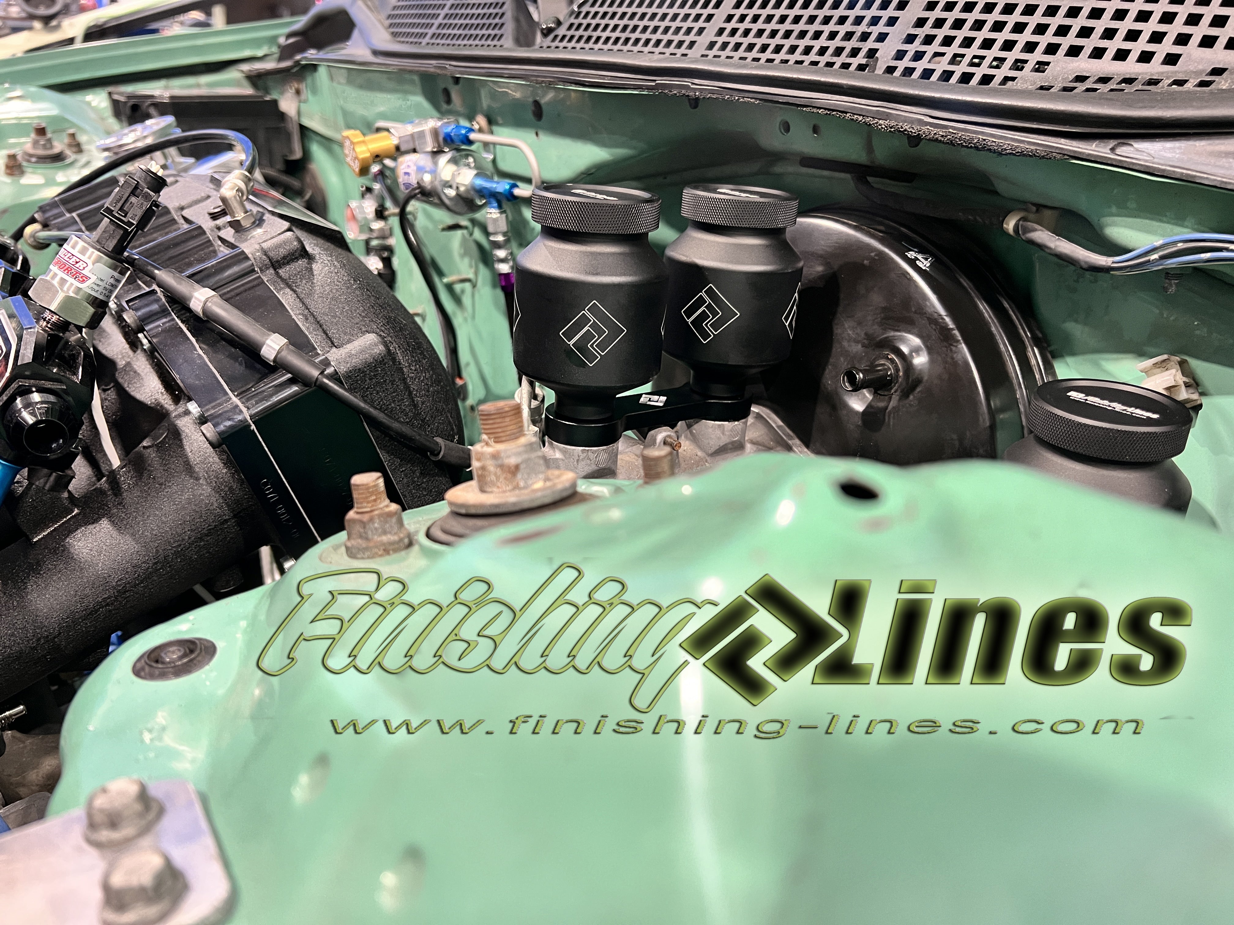 Finishing Lines Billet Reservoir for EK Civic, '98+ DC Integra, S2000 Stock Master Cylinder - Stunning Black Edition