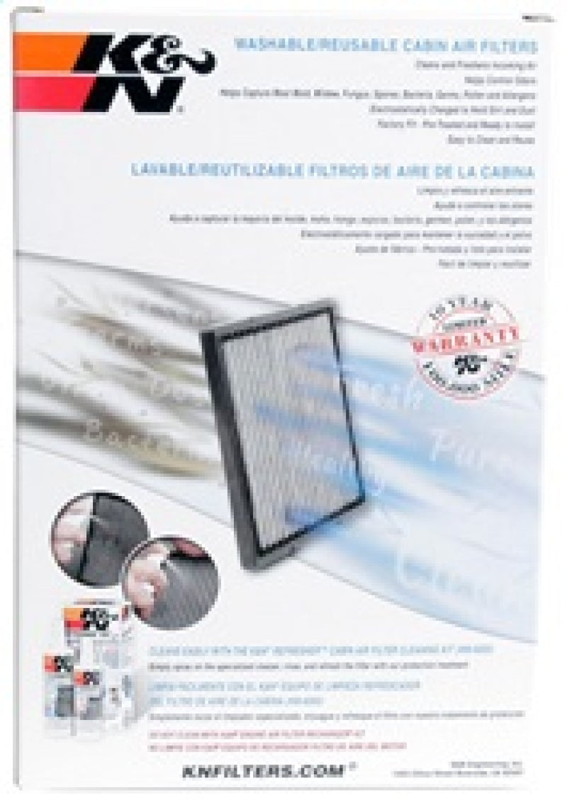 K&N Premium Cabin Air Filter for 2007 - 2024 Multiple Car Models