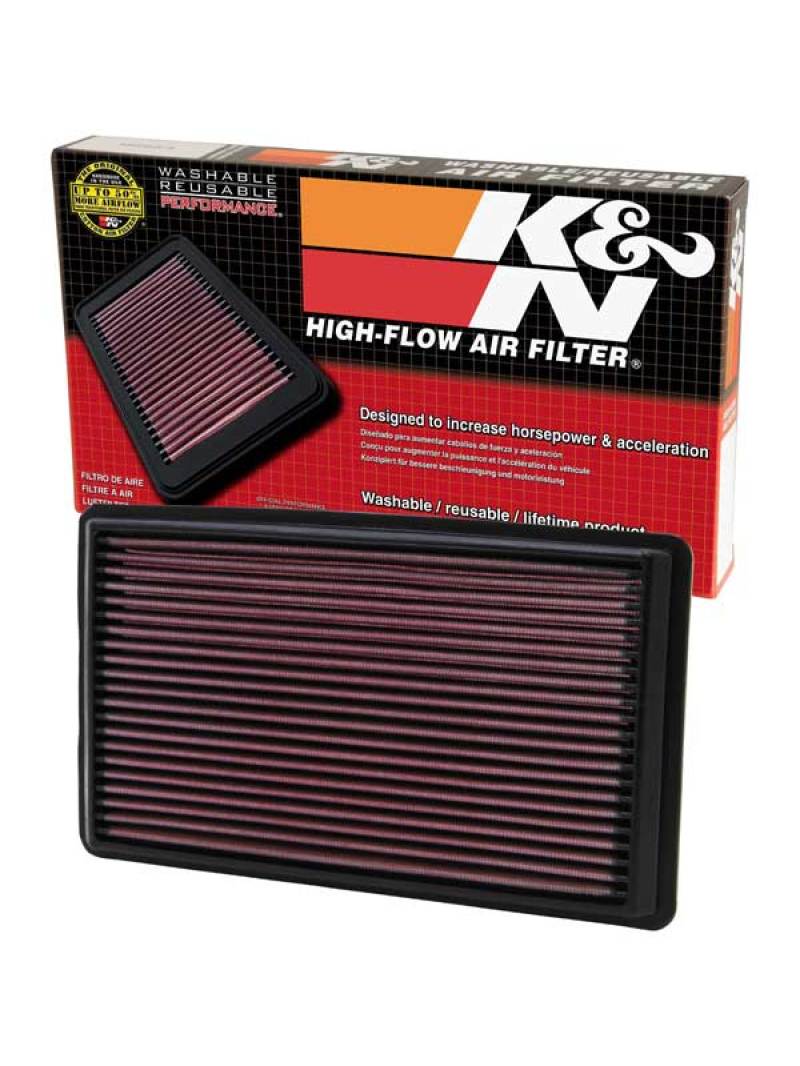K&N High-Performance Drop-In Air Filter for 02 - 07 WRX/STi (11in Length x 6.563in Width x 1.063in Height)