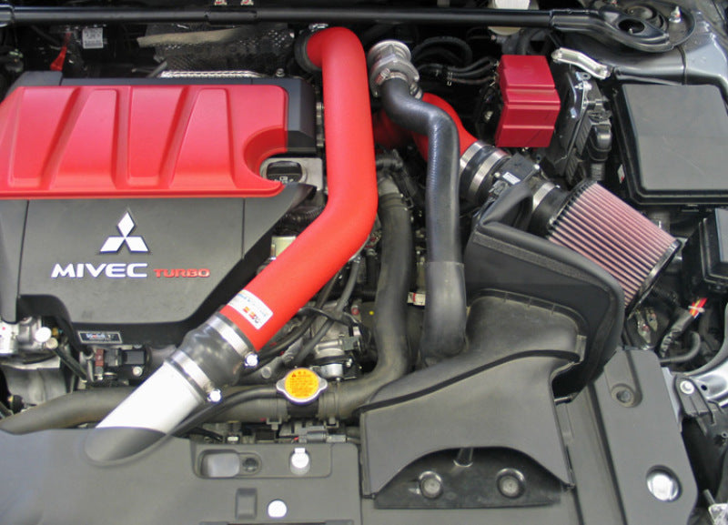 K&N 08 - 09 Mitsubishi Evo X Wrinkle Red Typhoon Short Ram Intake: Boost Your Ride!