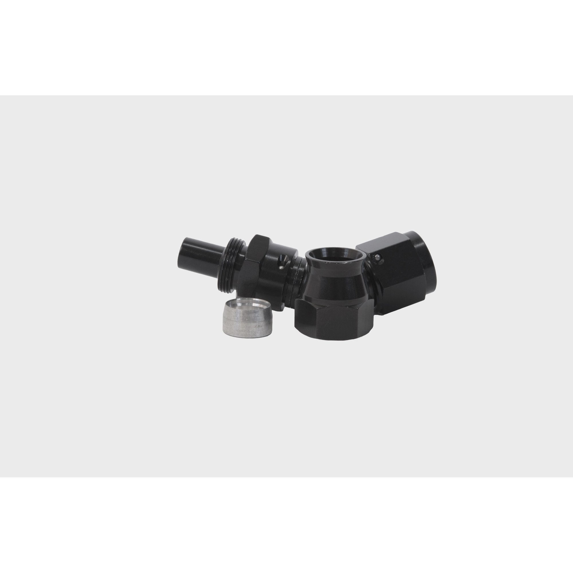 Aeromotive's Stunning Black Anodized PTFE Hose End - AN-08, 45 Degrees