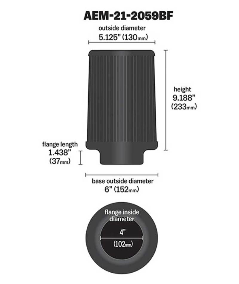 AEM Dryflow 4in. X 9in. Round Tapered Air Filter - The Ultimate Off - Road Solution