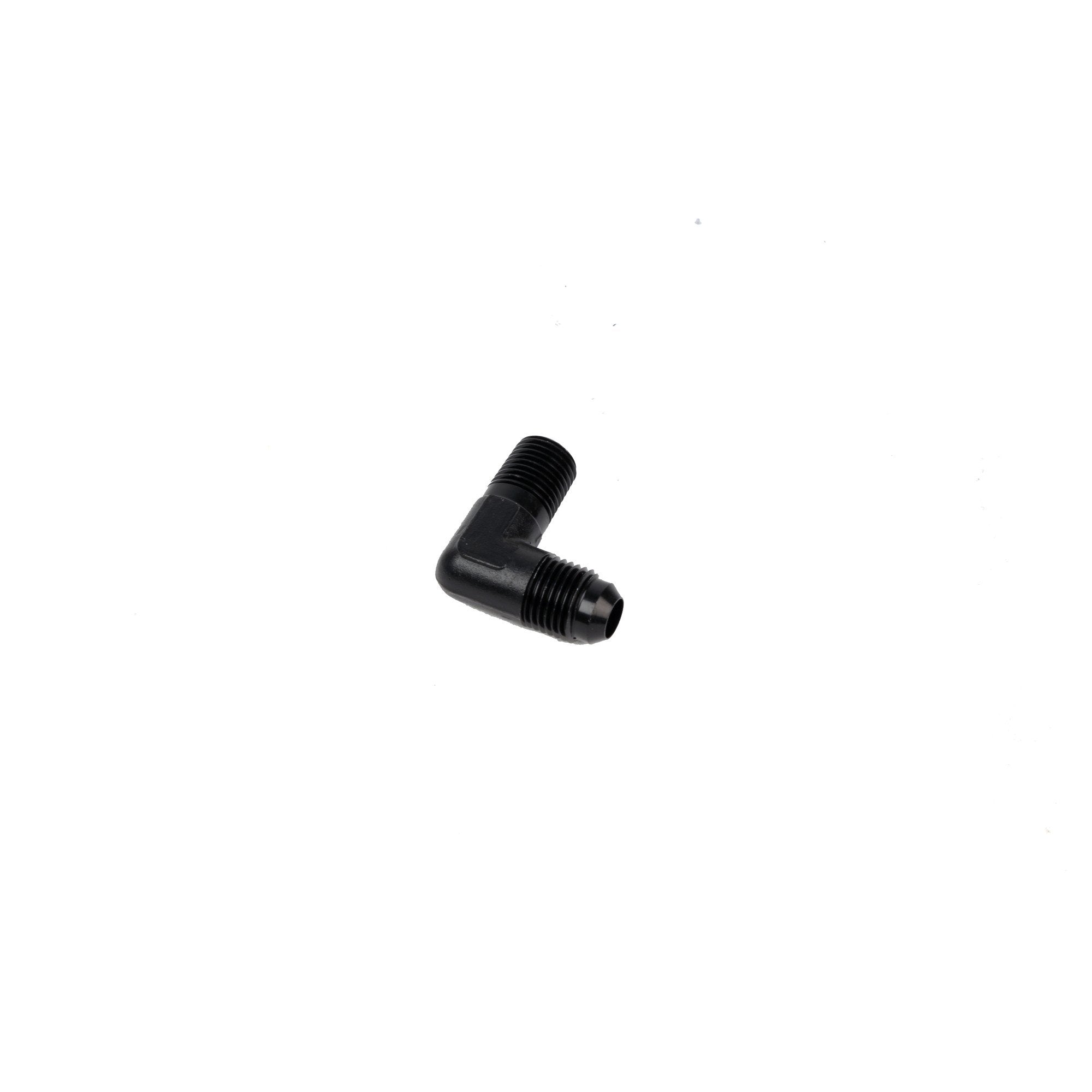 Aeromotive 90-Deg Black Elbow Fitting: 1/4-MNPT to AN-06 - Ideal for Precision Installations