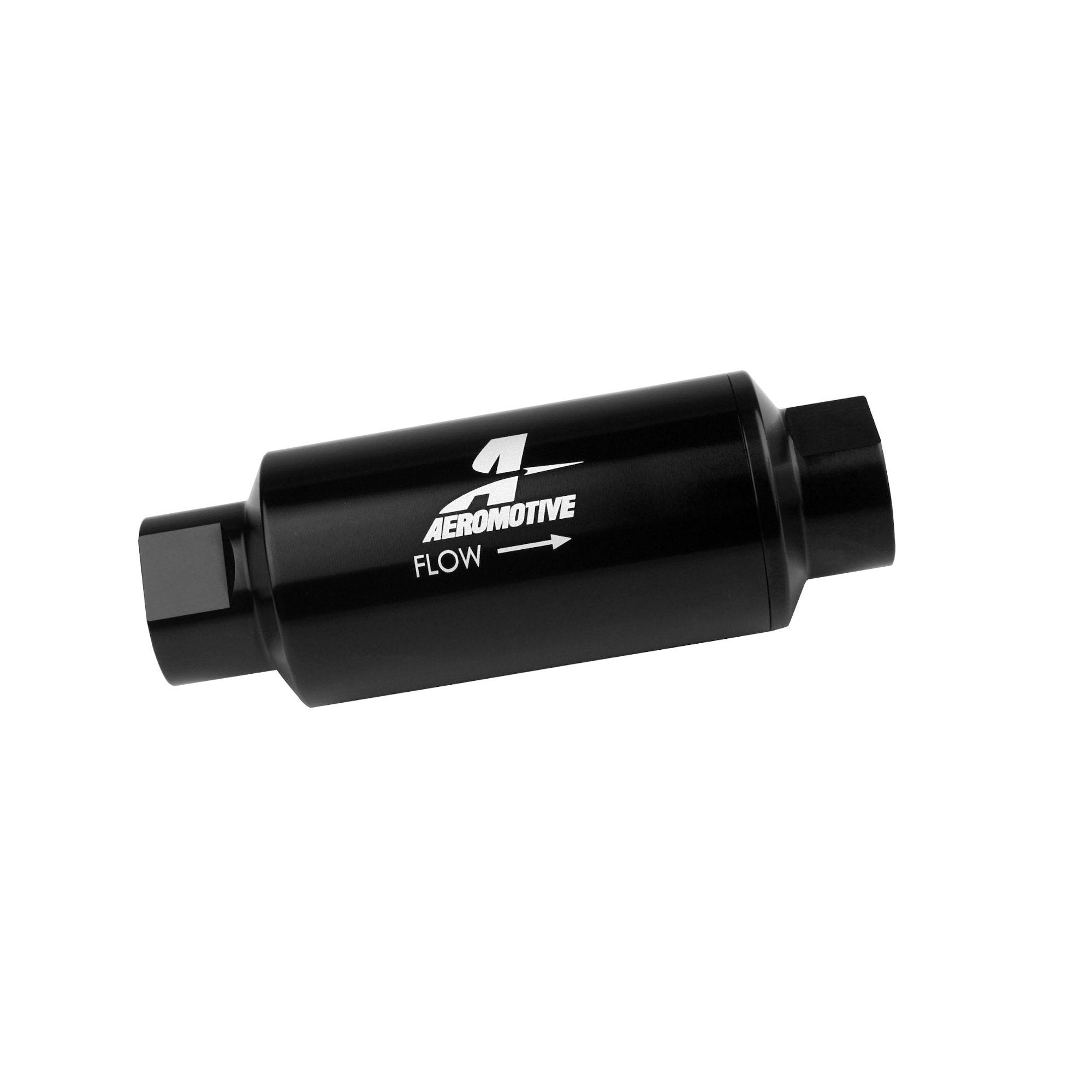 Aeromotive In-Line Filter: 40-m Stainless Mesh, ORB-10 Port, Stunning Bright-Dip Black, 2 OD