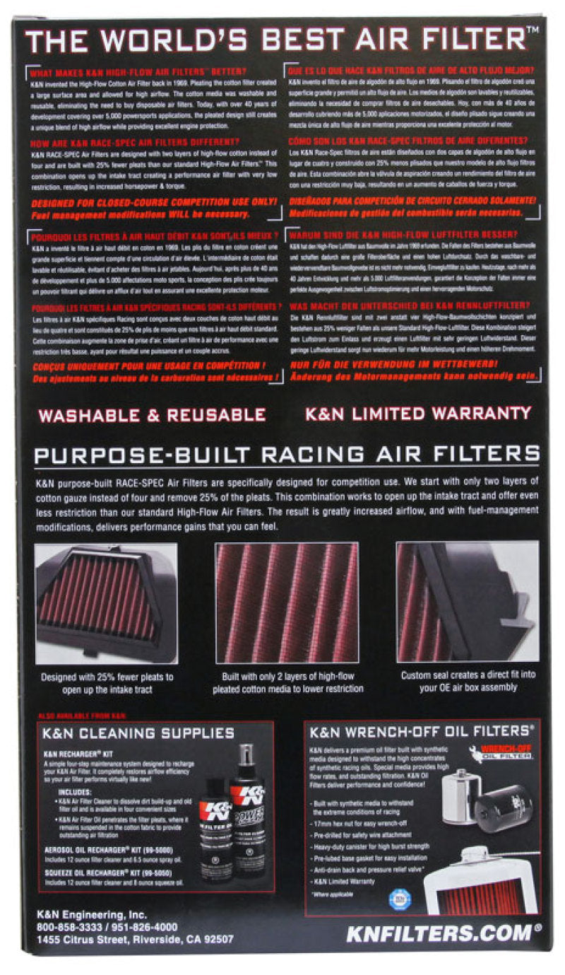 K&N 2011 - 2021 Suzuki GSXR600/GSXR750 Race - Specific High - Performance Air Filter