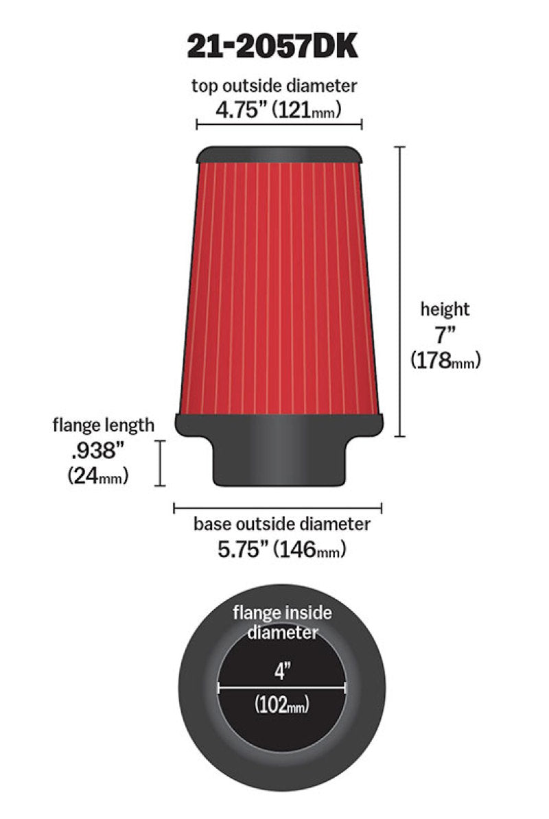 AEM Dryflow 4in x 7in Performance Dryflow Air Filter
