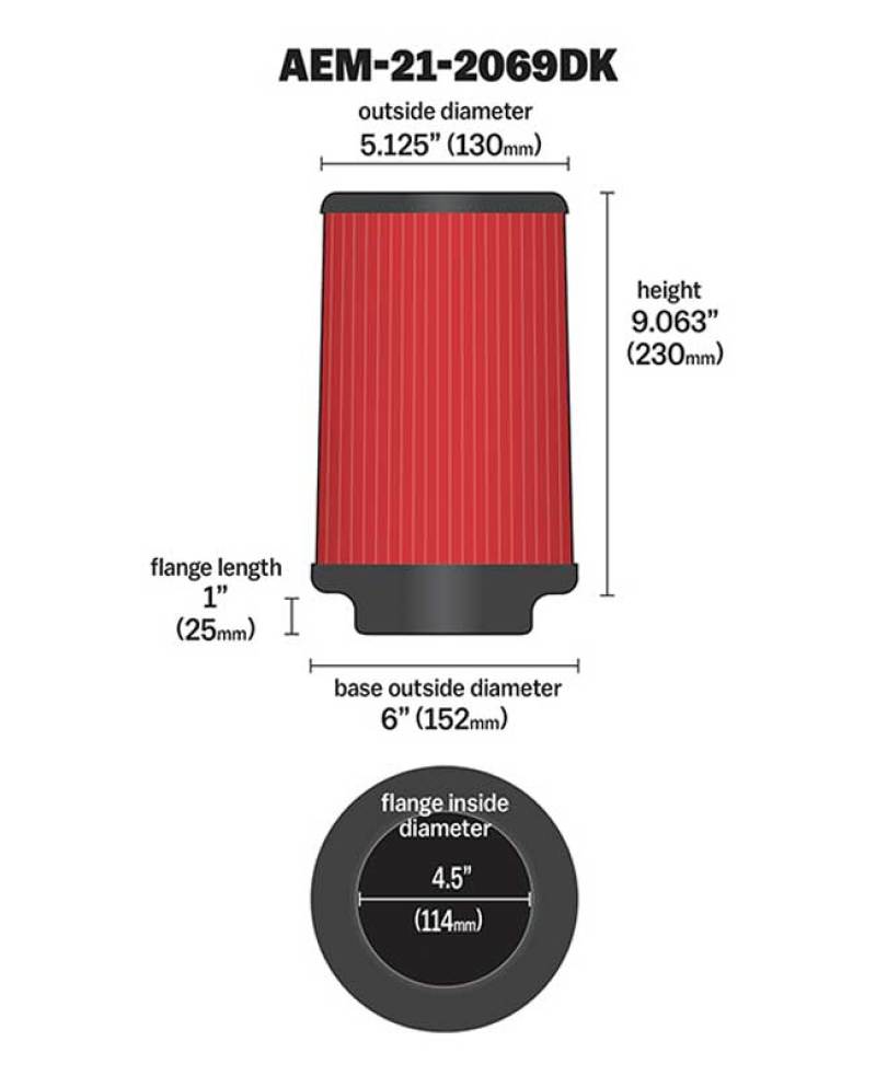 AEM Dryflow Air Filter: 4.5in X 9in for Superior Performance