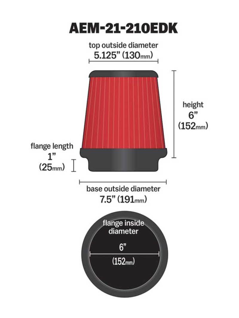 AEM Dryflow 6in. X 6in. Round Tapered Air Filter - Unleash Peak Performance!