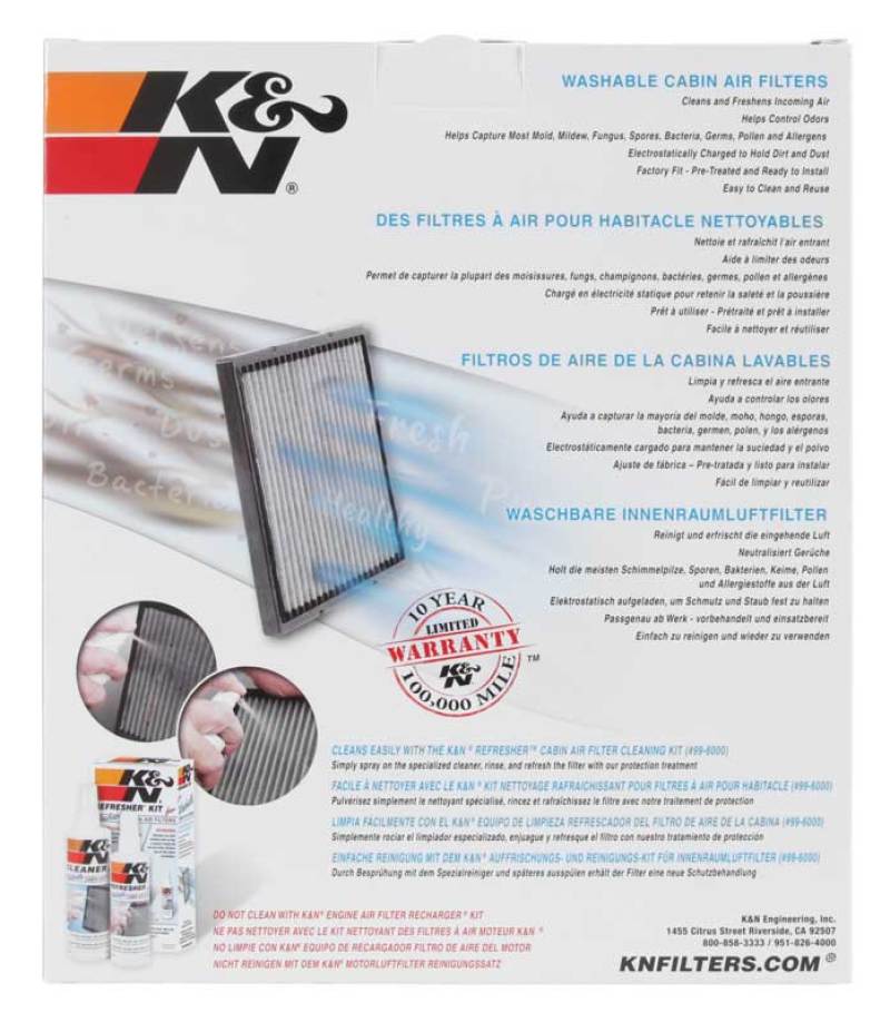K&N Premium Cabin Air Filter for 2008 - 2020 Dodge Grand Caravan 3.6L and Multiple Models