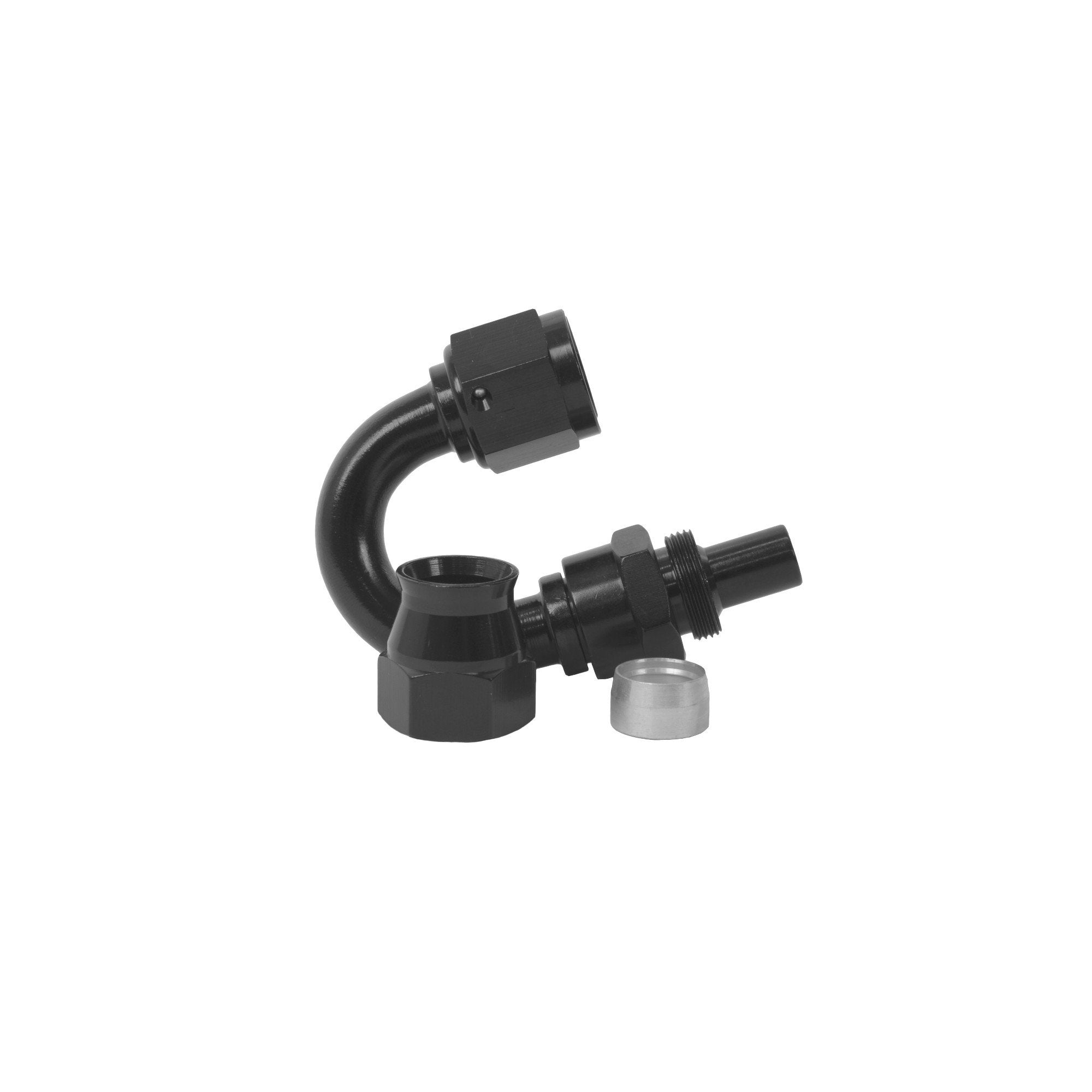 Aeromotive's Stunning Black Anodized PTFE Hose End - AN-08, 180! Grab Yours Now!